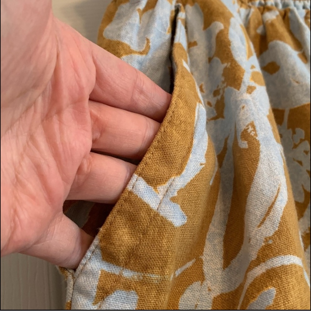 Ava & Viv High Waist Floral Shorts in Mustard and Light Blue - Picture 7 of 11